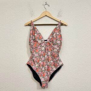 J.CREW Plunge One Piece Swimsuit Floral Liberty Meadow Song Fabric
